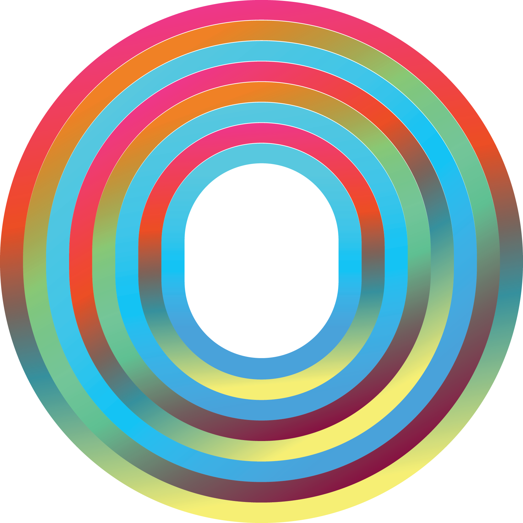 Multicoloured concentric oval shapes